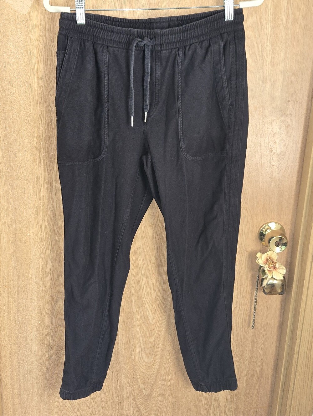Athleta Black Jogger Comfy Casual Cotton Pants with Drawstring